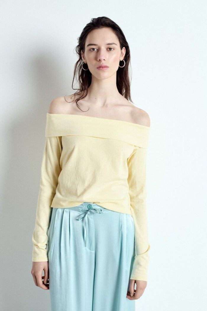American Vintage OUK02B Ouky offshoulder Tee, VINTAGE CUSTARD